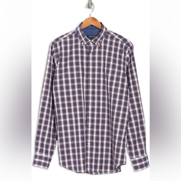 Bugatchi Plaid print classic fit premium soft cotton shirt, size M and L, NWT - Picture 3 of 8